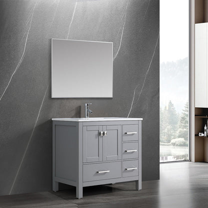 36" V9008 Vanity & Quartz Countertop Combo (Matte Grey)
