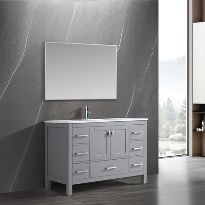 48" V9008 Vanity & Quartz Countertop Combo (Matte Grey)