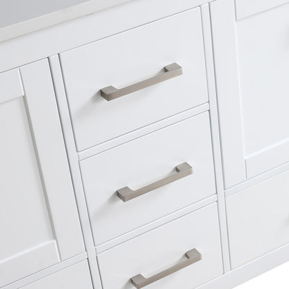 60" V9008 Vanity & Quartz Countertop Double Basins (Matte White)