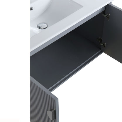 30" V9012 Wall Hung Vanity & Ceramic Sink (Matte Grey）