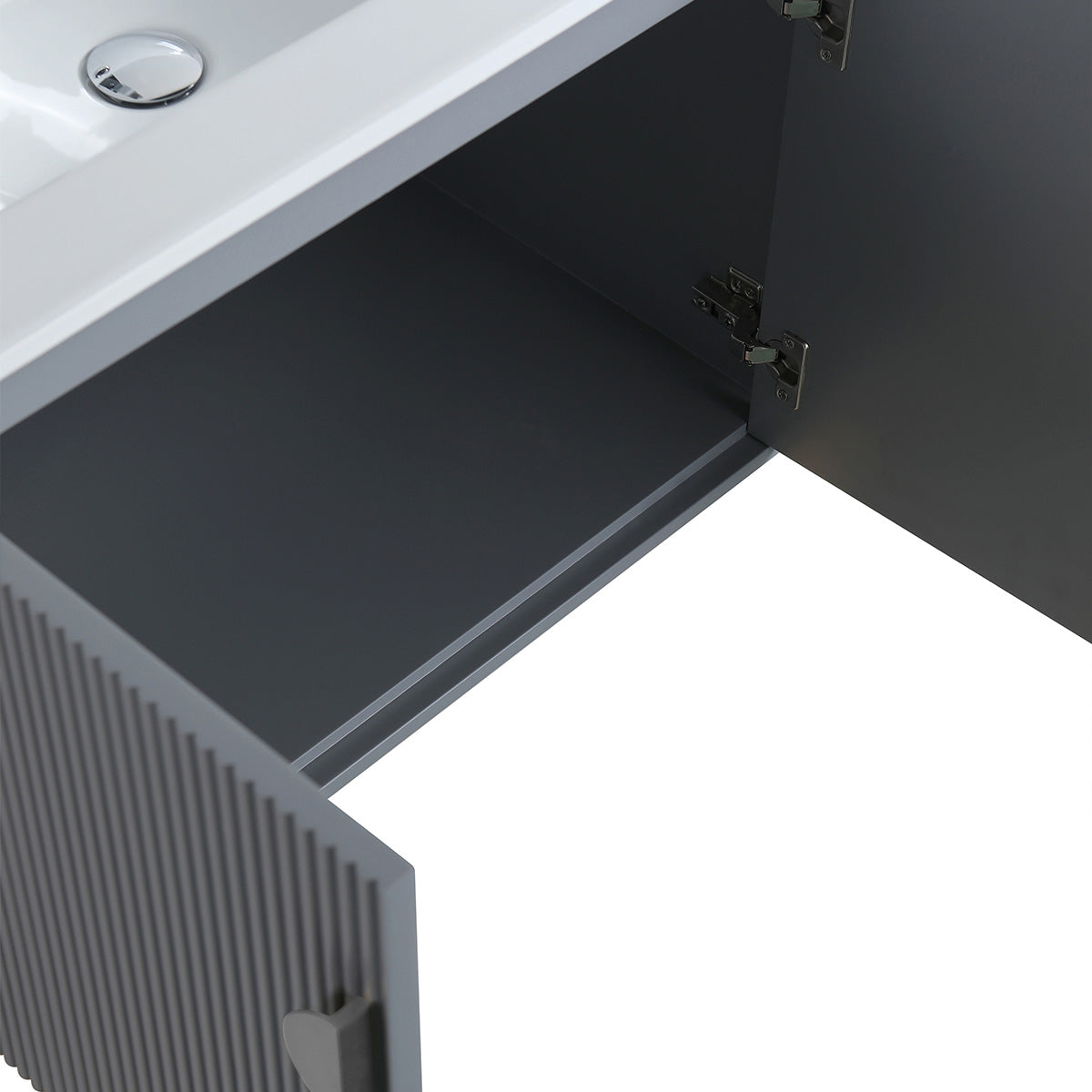 24" V9012 Wall Hung Vanity & Ceramic Sink (Matte Grey）