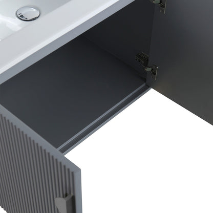 24" V9012 Wall Hung Vanity & Ceramic Sink (Matte Grey）
