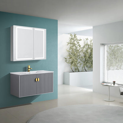 36" V9012 Wall Hung Vanity & Ceramic Sink (Matte Grey）