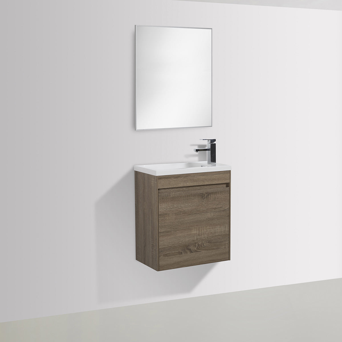 22" V9017 Series Slice Wall Hung Vanity & Acrylic Basin (Sono Oak)