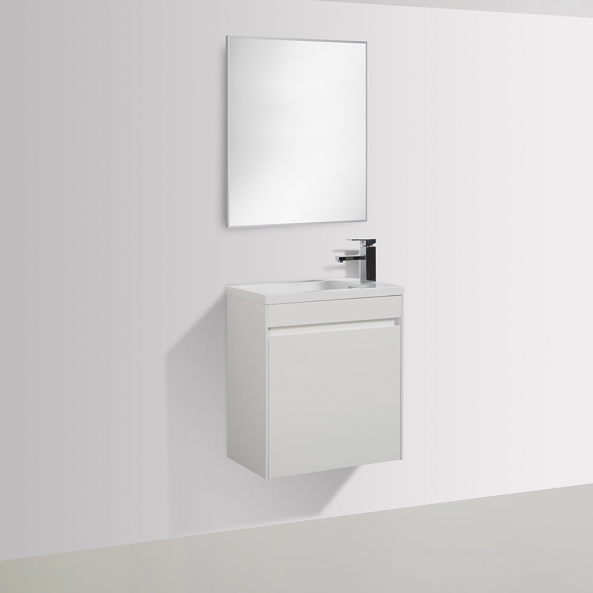 22" V9017 Series Slice Wall Hung Vanity & Acrylic Basin (Glossy White)