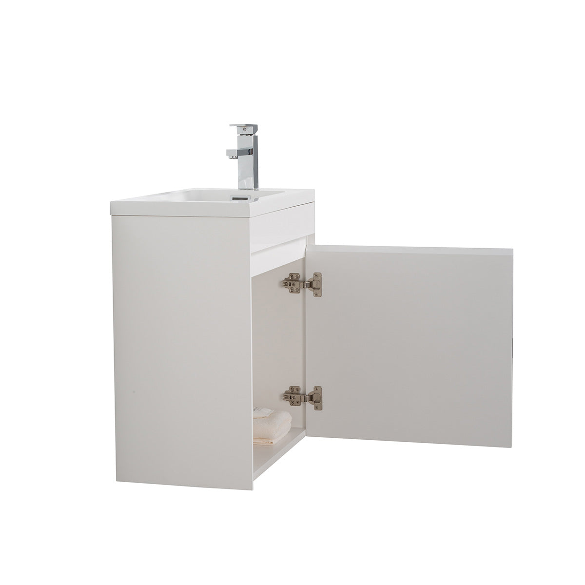 22" V9017 Series Slice Wall Hung Vanity & Acrylic Basin (Glossy White)