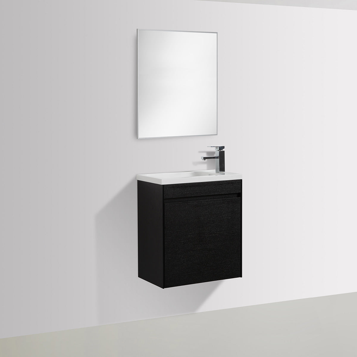 22" V9017 Series Slice Wall Hung Vanity & Acrylic Basin (Black Oak)