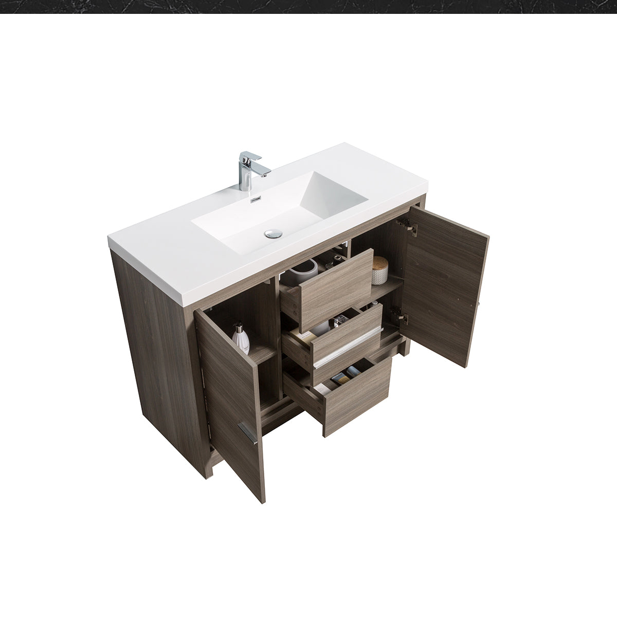48" V9019 Allier Series Standing Vanity & Acrylic Basin  Sink (Maple Grey）