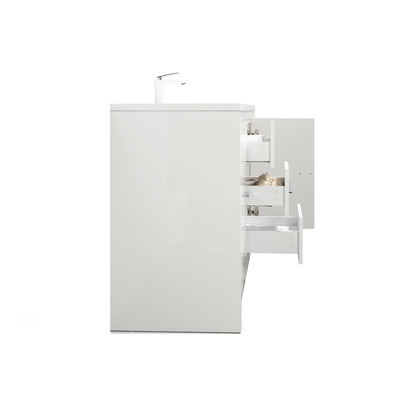 48" V9019 Allier Series Standing Vanity & Acrylic Basin Sink (Glossy White）