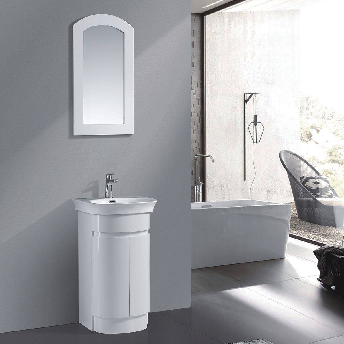 20" V9020 Series Vanity & Ceramic Sink (Matte White)