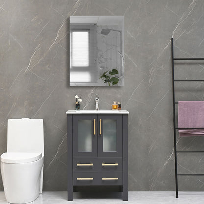 30" V9011 Vanity with Ceramic Sink (Matte Grey)