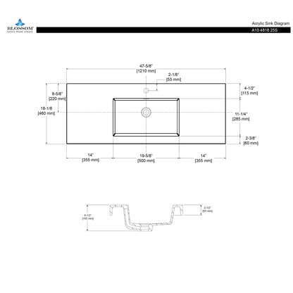 Acrylic Top-Mount Single Basin 48×18 A10 4818 25S