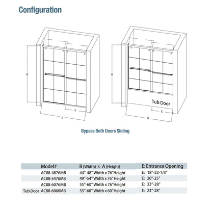48" AC23 series Shower Door with Klearteck Treatment (3/8" Thickness) (Chrome)