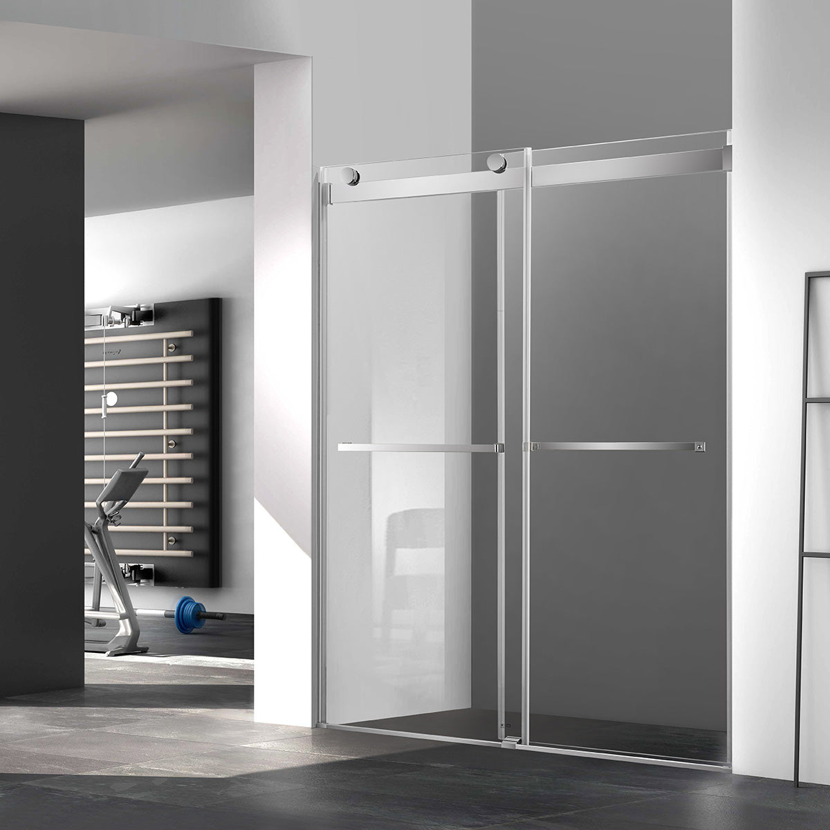 48" Ayden Series Frameless Bypass Shower Door with Klearteck Treatment (3/8" Thickness) (Chrome)