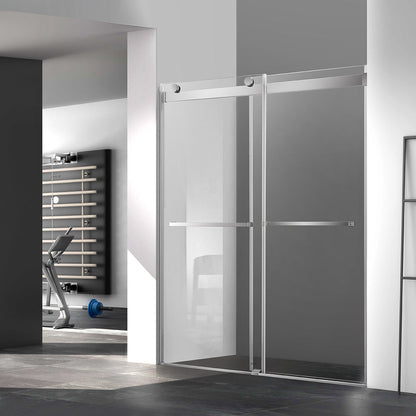 48" Ayden Series Frameless Bypass Shower Door with Klearteck Treatment (3/8" Thickness) (Chrome)