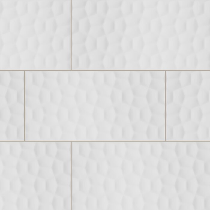 Adella Viso White Ceramic Tile - Textured