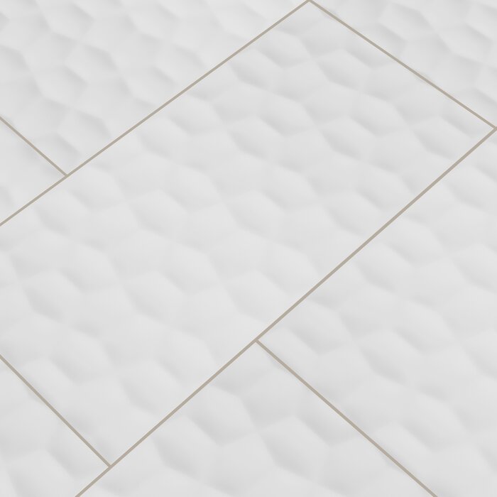 Adella Viso White Ceramic Tile - Textured