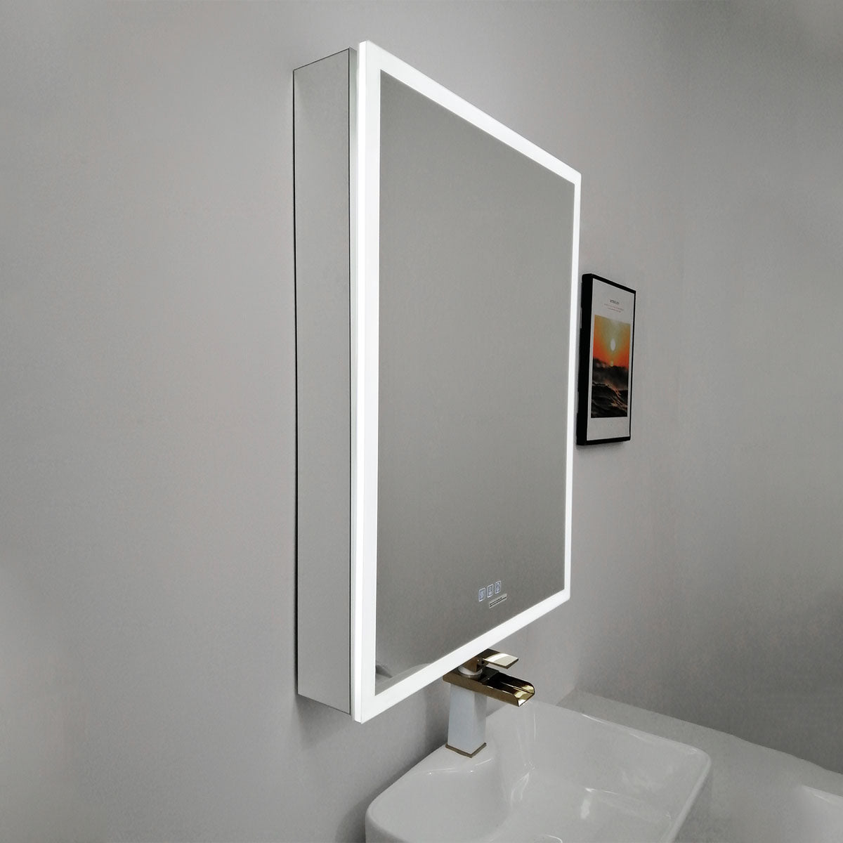 24" Alicia MC Series LED Medicine Cabinet (Surface Mount/Recessed) (Left Hinge)