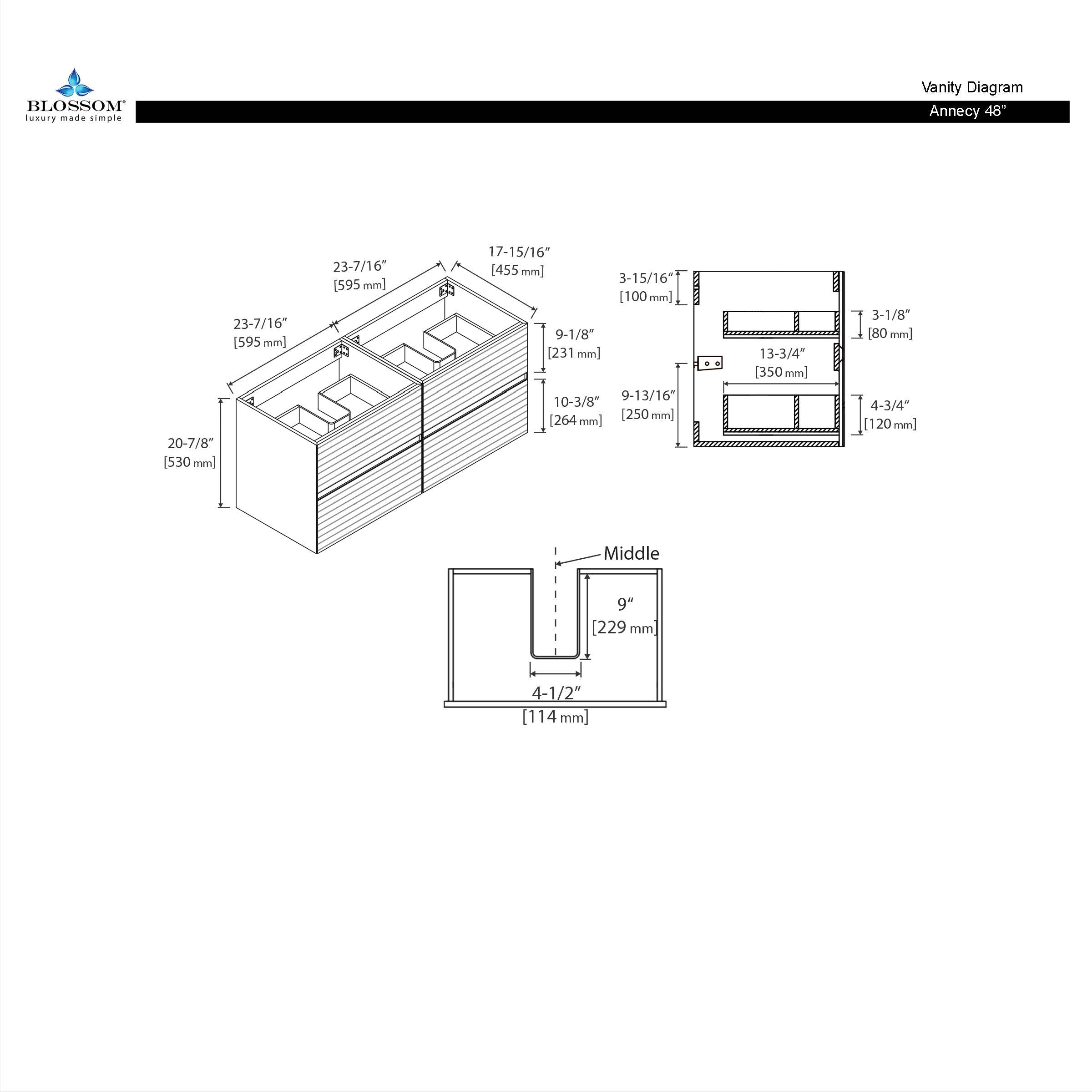 Annecy 48″ Vanity Double Sink