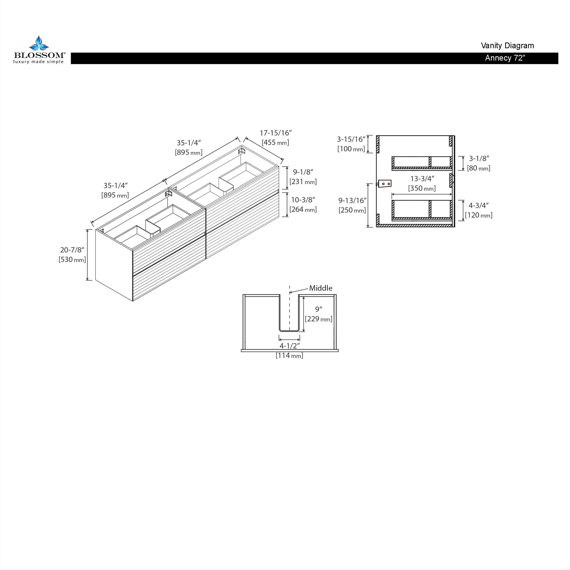 Annecy 72″ Vanity Double Sink