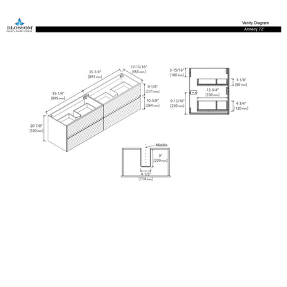 Annecy 72″ Vanity Double Sink