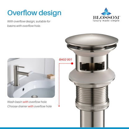 1-1/4” Brass Pop-up with Overflow – BA02 001
