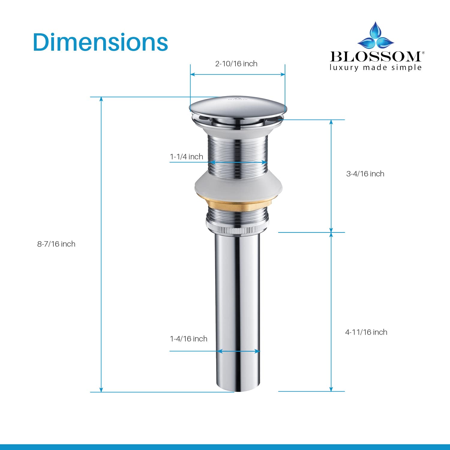 1-1/4″ Brass Pop up with NO Overflow – BA02 002