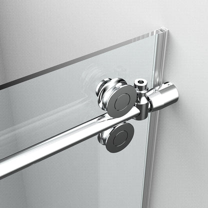 66" BH Series Frameless Single Sliding Shower Door (Brushed Nickel)