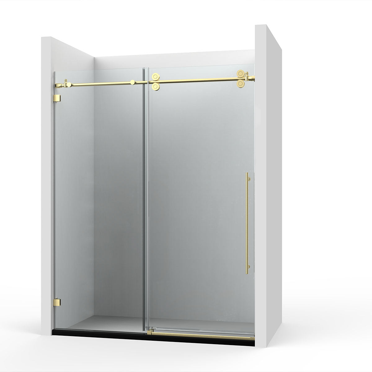 66" BH Series Frameless Single Sliding Shower Door (Brushed Gold)