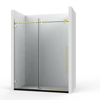 66" BH Series Frameless Single Sliding Shower Door (Brushed Gold)