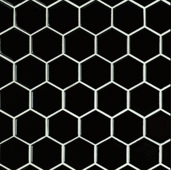 Black 2" Hexagon Glossy