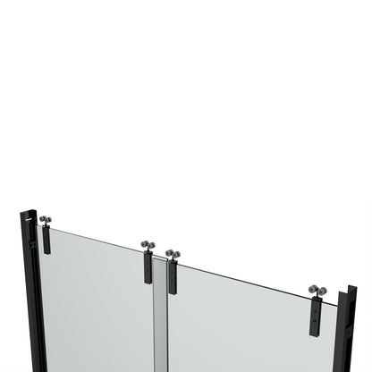 60" AC23 series Bypass Tub Door with Klearteck Treatment (3/8" Thickness) (Matte Black)