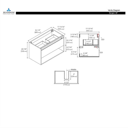 Bergen 36″ Vanity (Dual LED Illuminated）