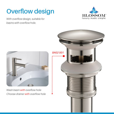 1-1/4” Brass Pop-up with Overflow – BA02 001  - Shop at Home Craft Studio - 1
