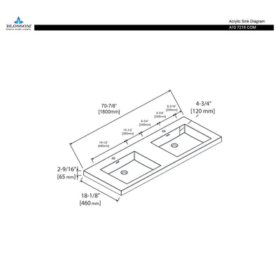 Acrylic Top-Mount Basin 72×18 A10 7218 COM  - Shop at Home Craft Studio - 2