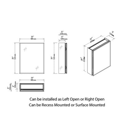 Aluminum Medicine Cabinet with Mirror – MC8 1620  - Shop at Home Craft Studio - 5