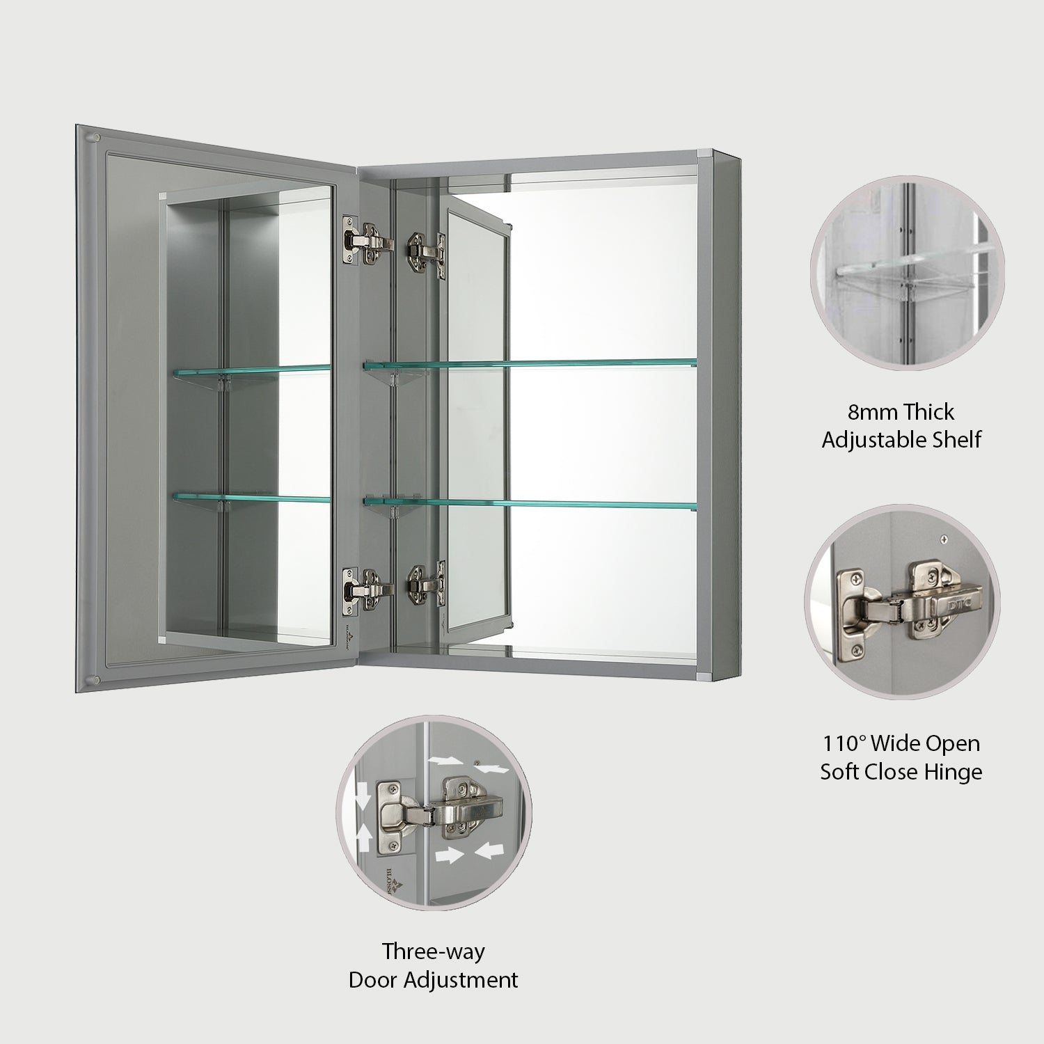 Aluminum Medicine Cabinet with Mirror – MC8 2026  - Shop at Home Craft Studio - 3