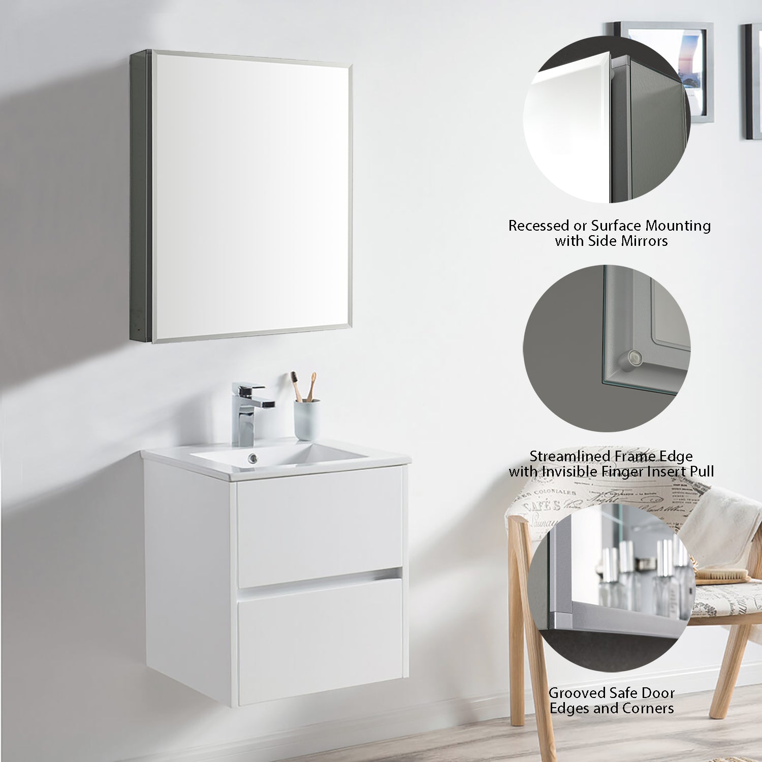 Aluminum Medicine Cabinet with Mirror – MC8 2026  - Shop at Home Craft Studio - 6