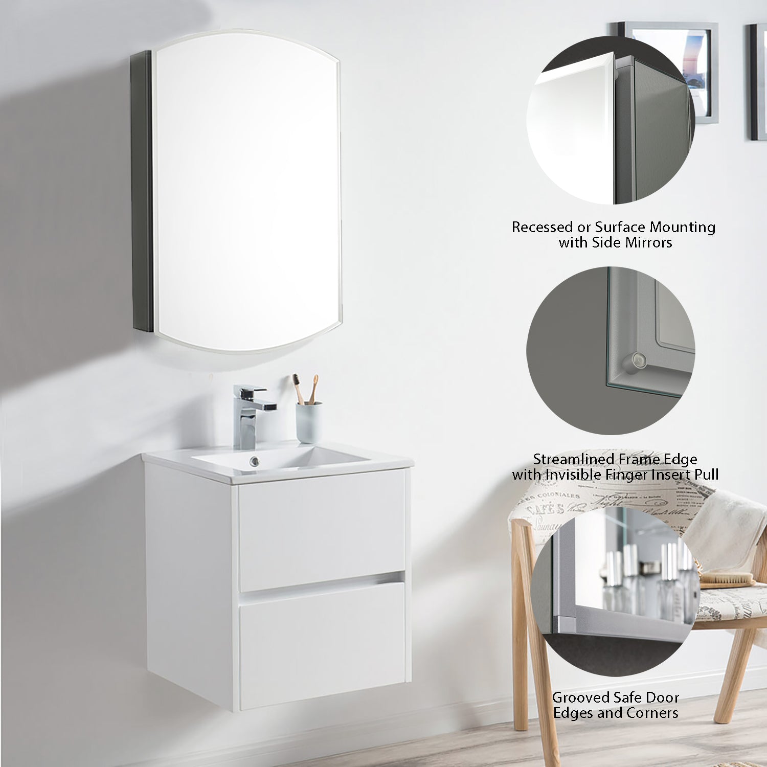 Aluminum Medicine Cabinet with Mirror – MC8 2031  - Shop at Home Craft Studio - 6