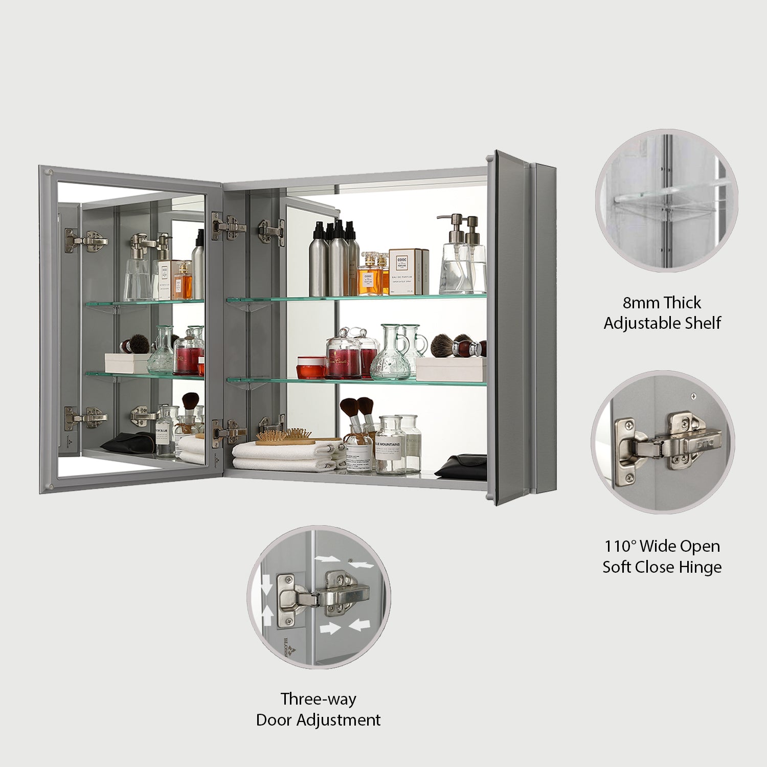 Aluminum Medicine Cabinet with Mirror – MC8 2526  - Shop at Home Craft Studio - 3