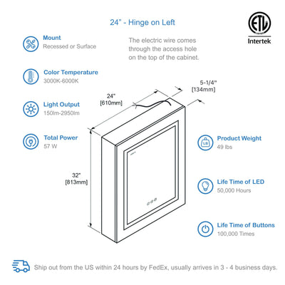 Asta – 24 Inches LED Medicine Cabinet  - Shop at Home Craft Studio - 2