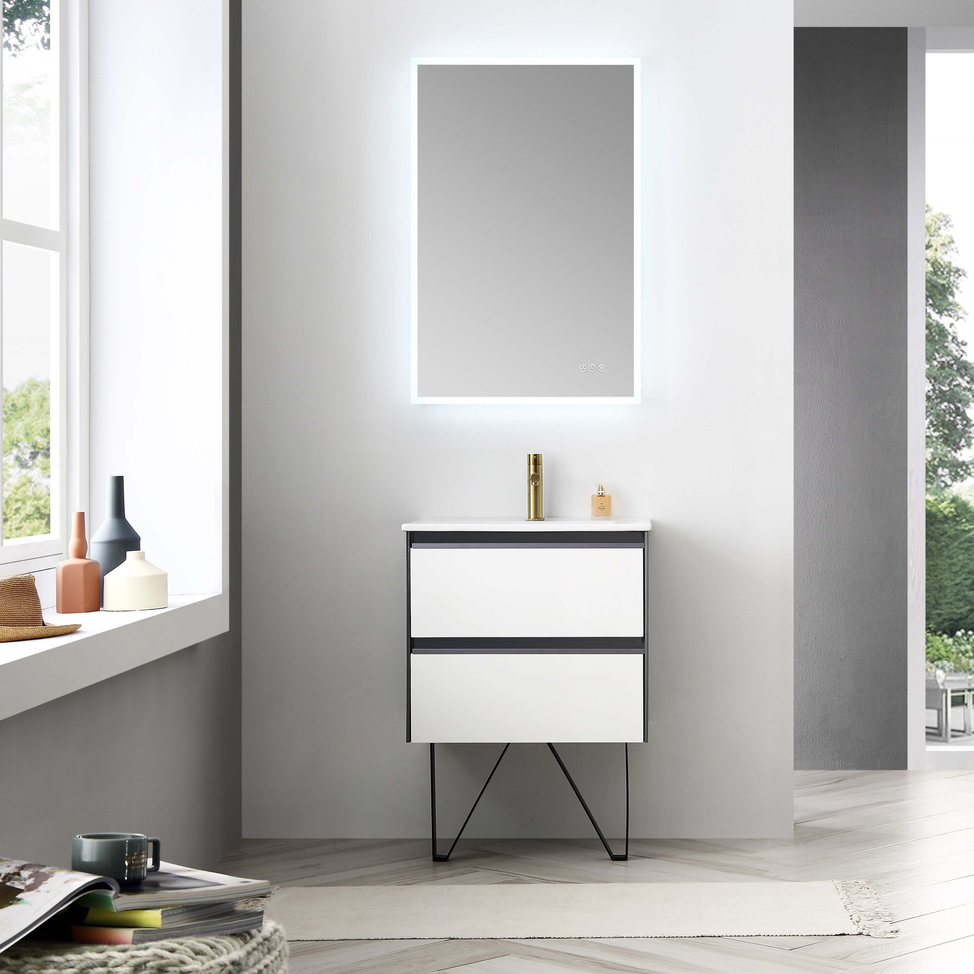 Berlin – 24 Inch Vanity – Glossy White & Glossy Grey  - Shop at Home Craft Studio - 1