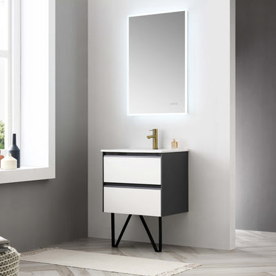 Berlin – 24 Inch Vanity – Glossy White & Glossy Grey  - Shop at Home Craft Studio - 2