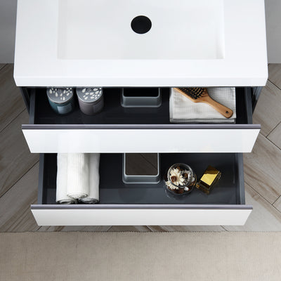 Berlin – 24 Inch Vanity – Glossy White & Glossy Grey  - Shop at Home Craft Studio - 5