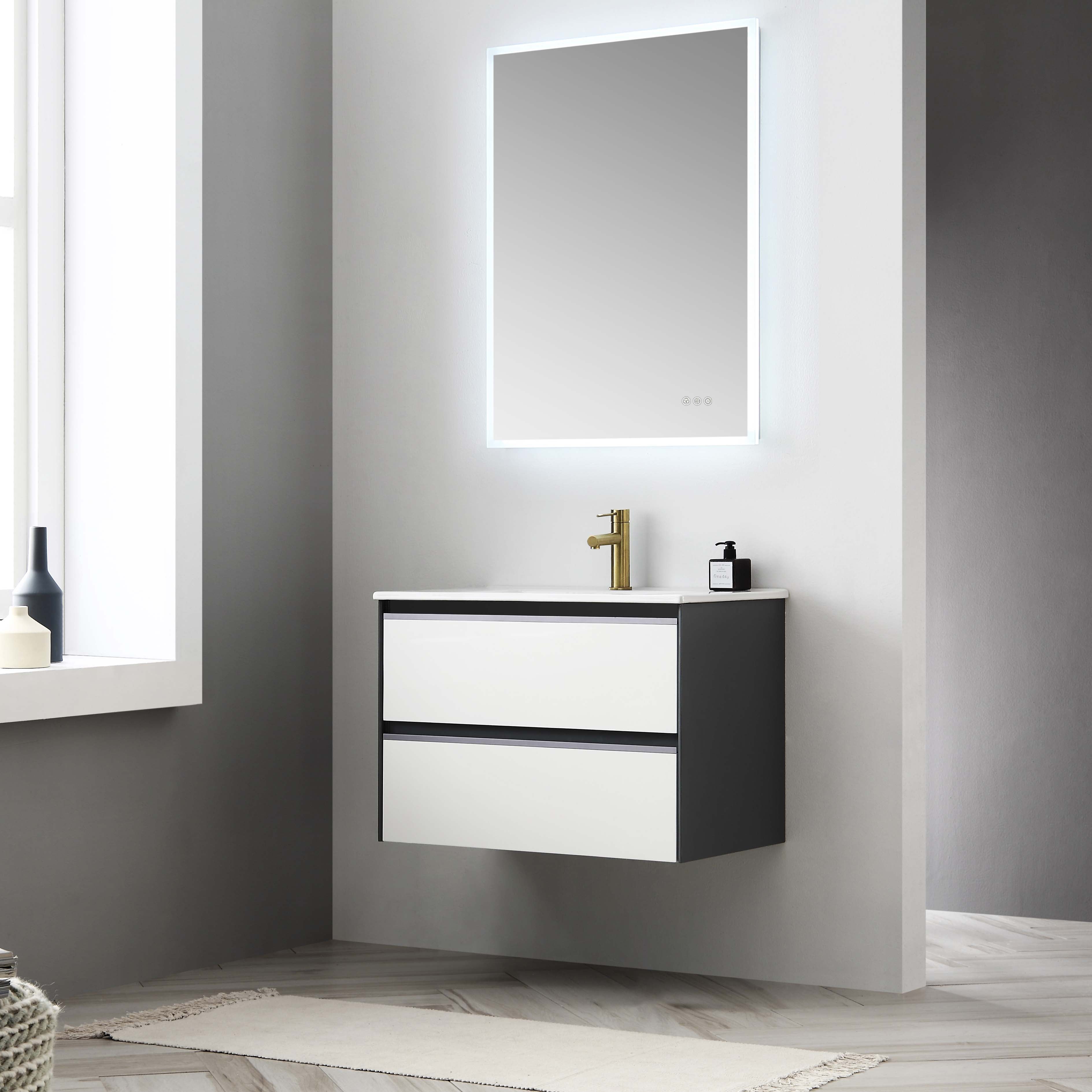 Berlin – 30 Inch Vanity – Glossy White & Glossy Grey  - Shop at Home Craft Studio - 2