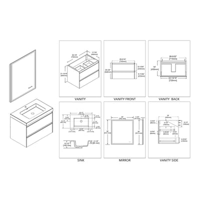 Berlin – 30 Inch Vanity – Glossy White & Glossy Grey  - Shop at Home Craft Studio - 6