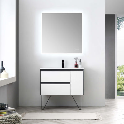 Berlin – 36 Inch Vanity – Glossy White & Glossy Grey  - Shop at Home Craft Studio - 1
