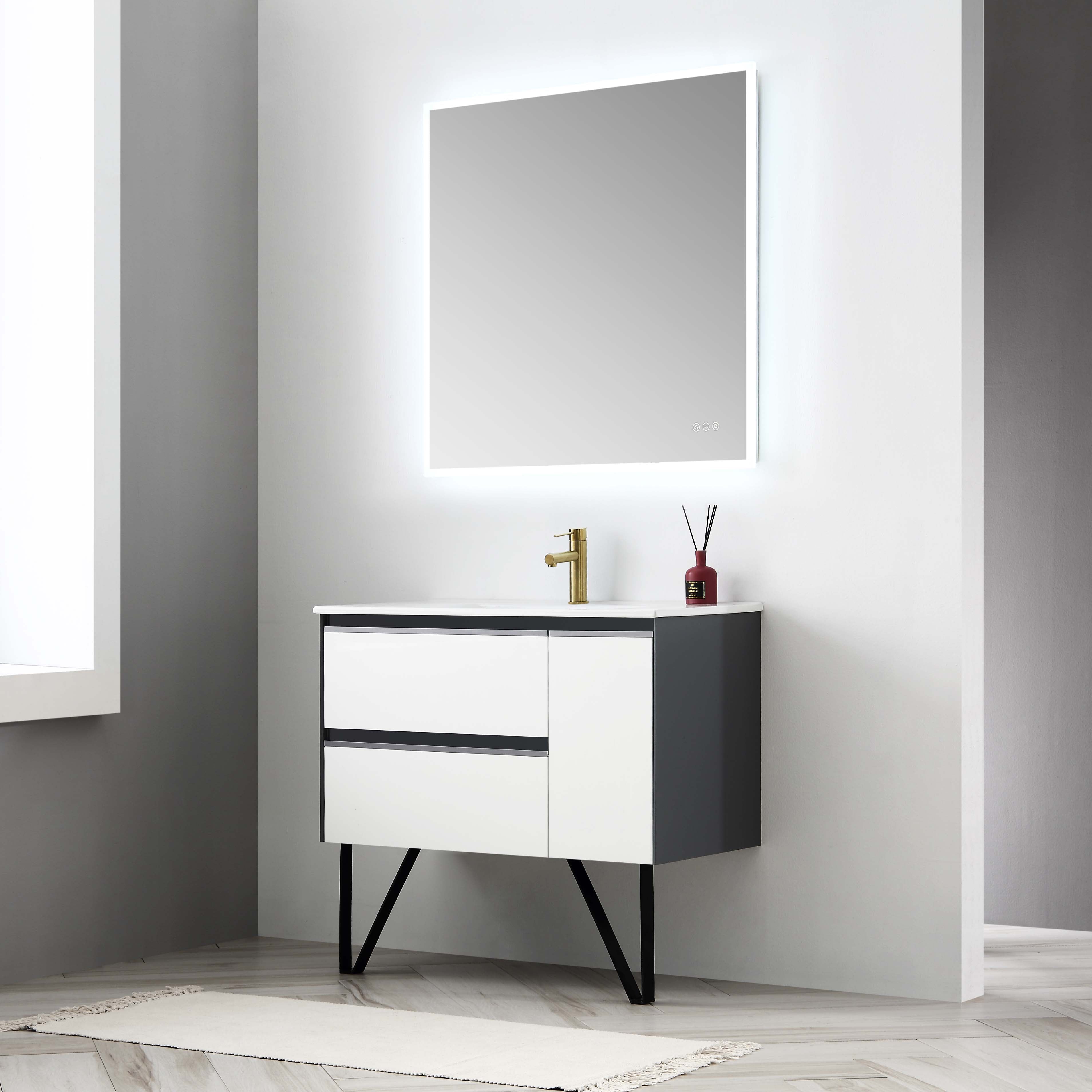 Berlin – 36 Inch Vanity – Glossy White & Glossy Grey  - Shop at Home Craft Studio - 2
