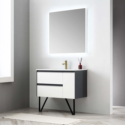 Berlin – 36 Inch Vanity – Glossy White & Glossy Grey  - Shop at Home Craft Studio - 2