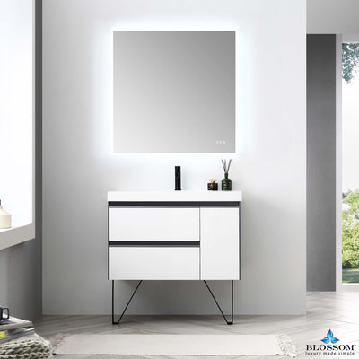 Berlin – 36 Inch Vanity – Glossy White & Glossy Grey  - Shop at Home Craft Studio - 3